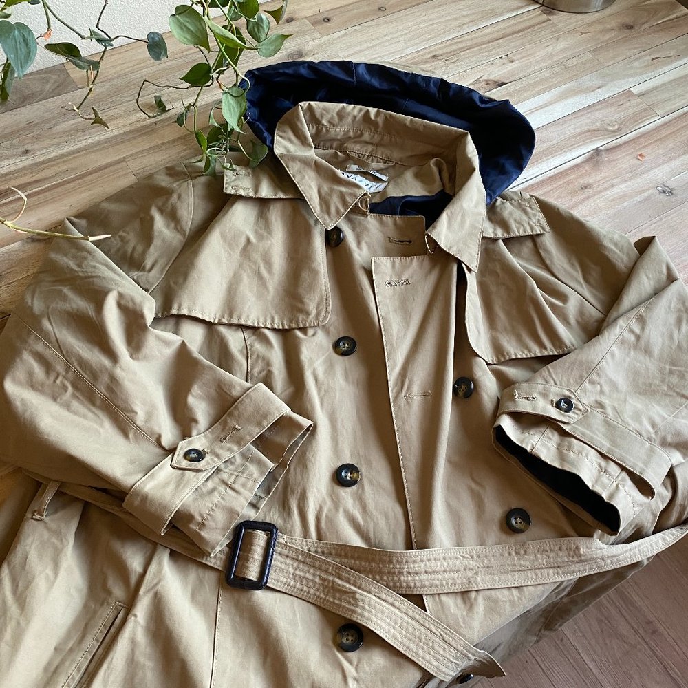 Ava & Viv Double Breasted Trench coat Jacket with Hood and Belt